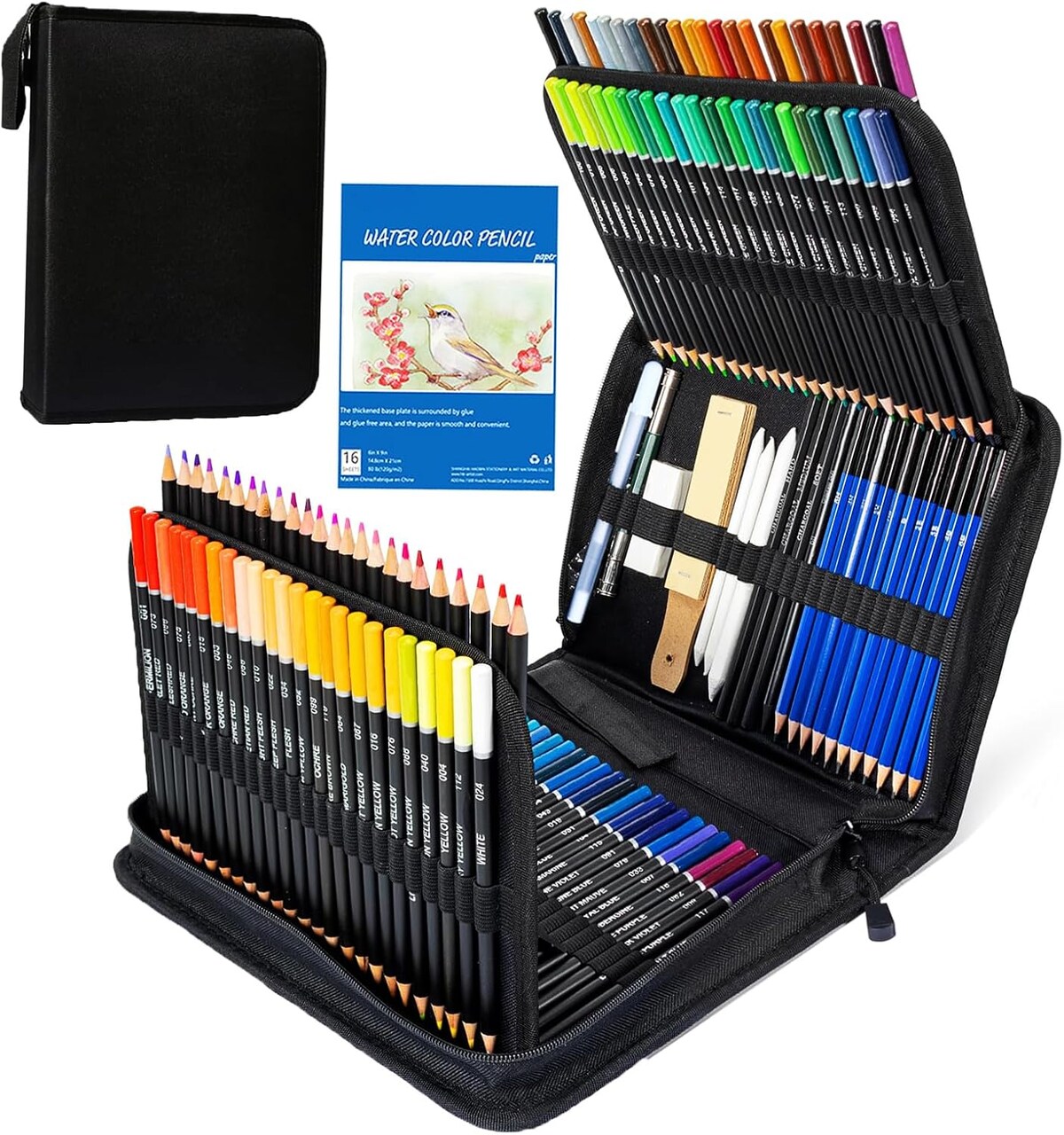 146Pcs Drawing and Sketching Colored Pencils Set, Include Sketch Charcoal Colored Metallic Watercolor Graphite Mark Pencils